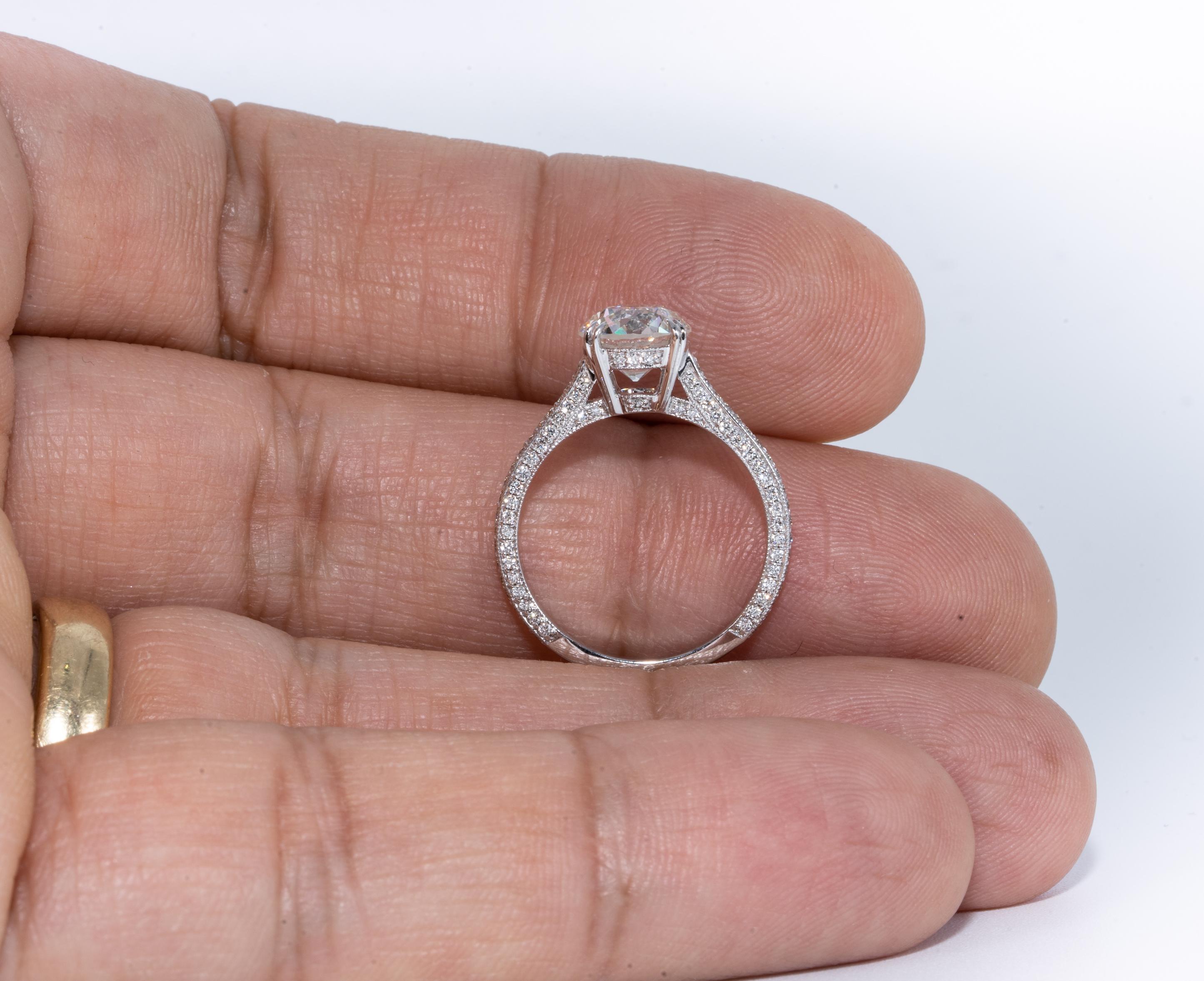 2.42 Carat Old Euro Cut Diamond Engagement Ring, in 18k, by The Diamond Oak In New Condition In New York, NY