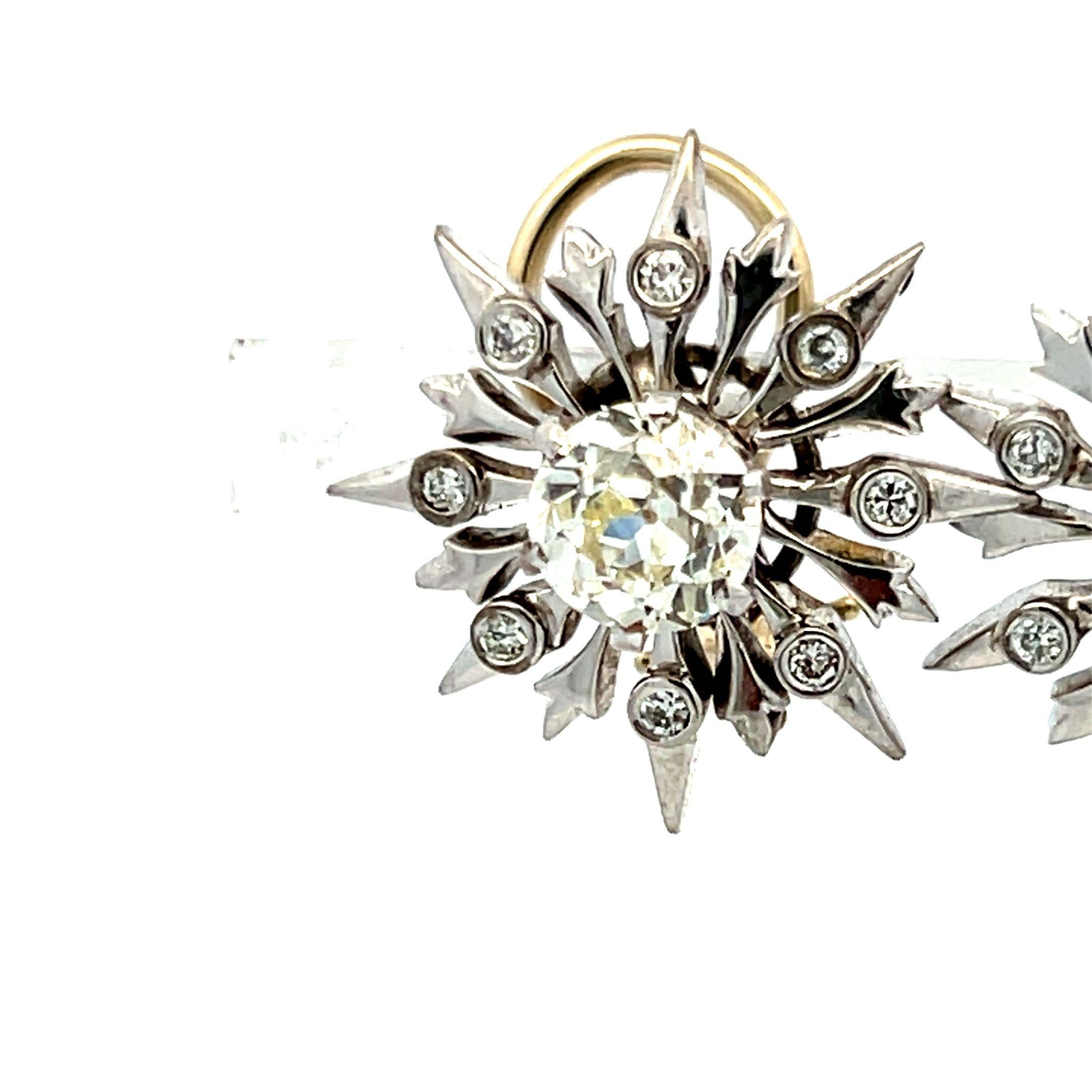 2.42 Carat Old European Cut Diamond 14 Karat White Gold Clip On Earrings Pour femmes en vente