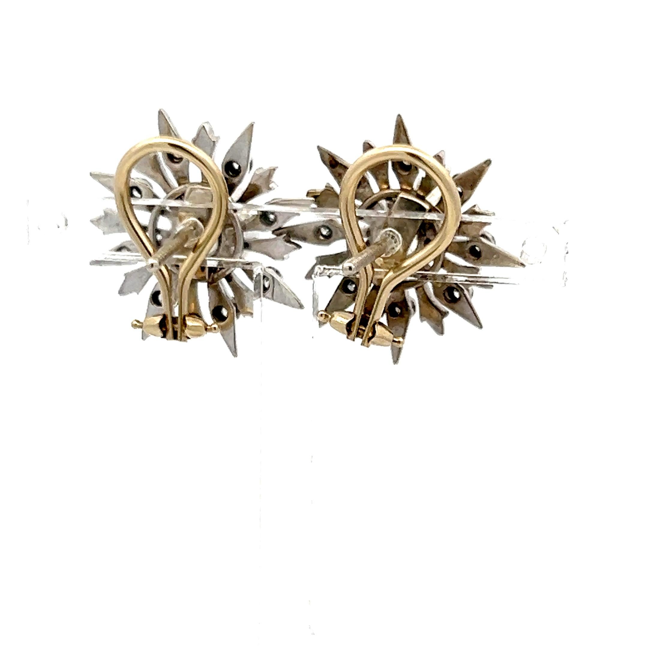 2.42 Carat Old European Cut Diamond 14 Karat White Gold Clip On Earrings en vente 2
