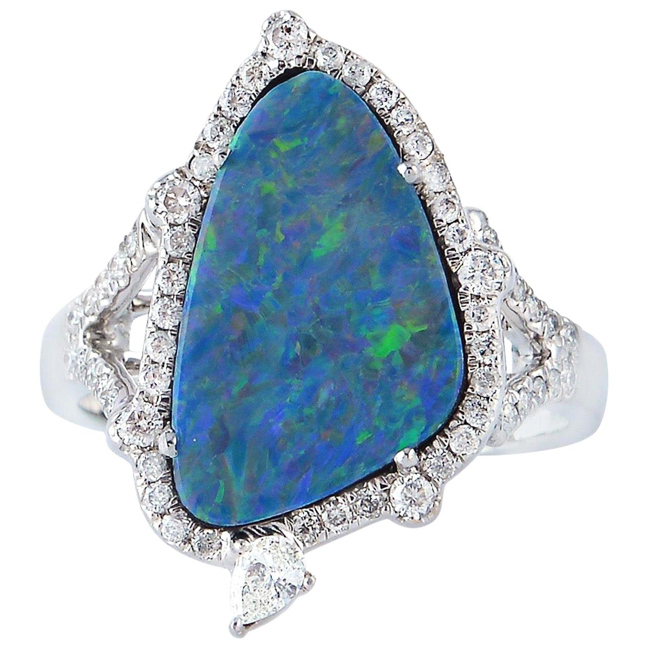 For Sale:  2.42 Carat Opal Diamond 18 Karat Gold Ring