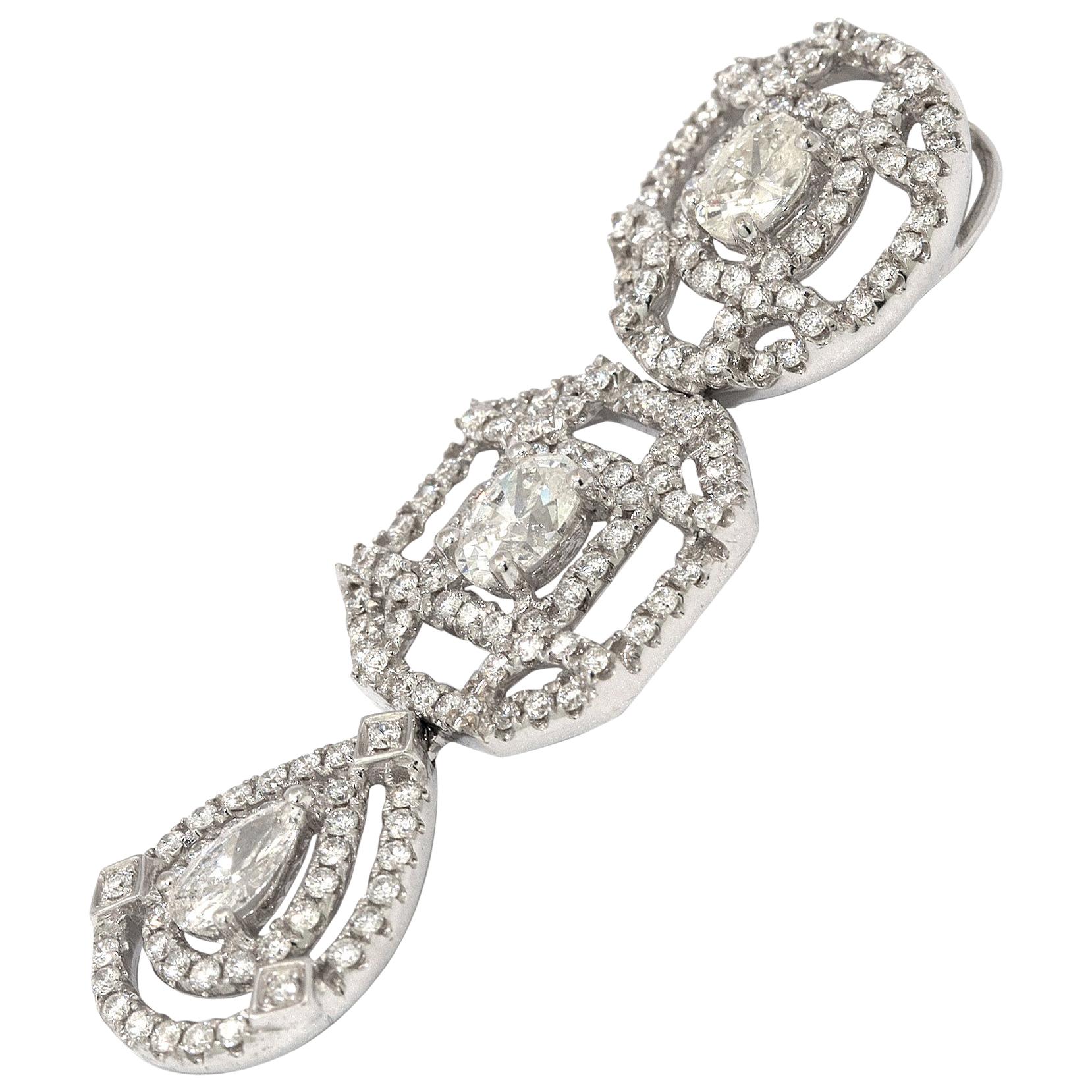 2.42 Carat Oval and Pear Shaped White Diamonds Pendant For Sale