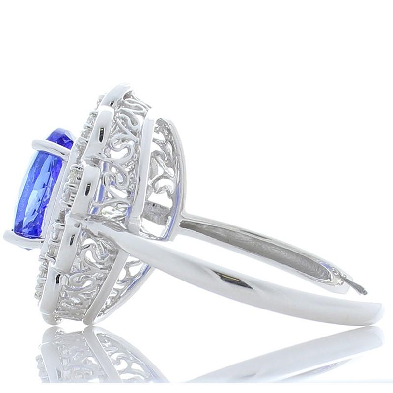 Oval Cut 2.42 Carat Oval Tanzanite and Diamond Cocktail Ring in 14 Karat White Gold