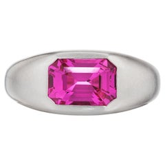 2.42 Carat Pink Sapphire Platinum Gypsy Ring
