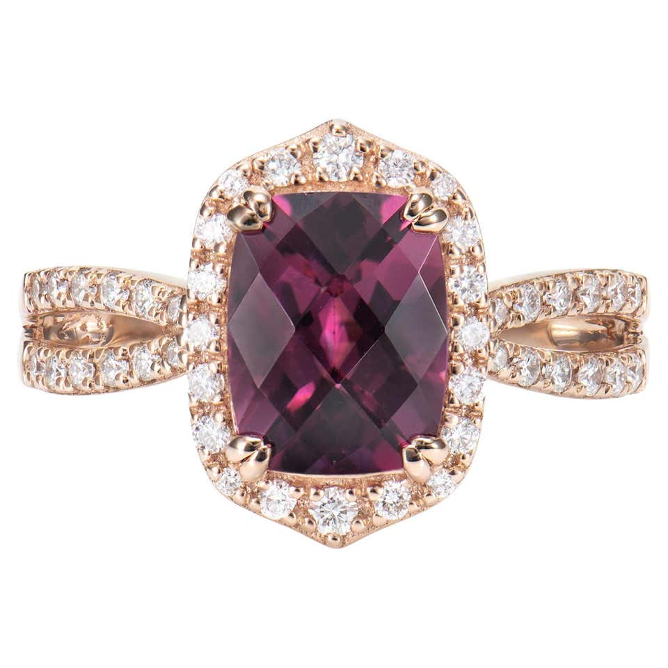 8.81 Carat Rhodolite Cocktail Ring in 18 Karat Rose Gold with White ...