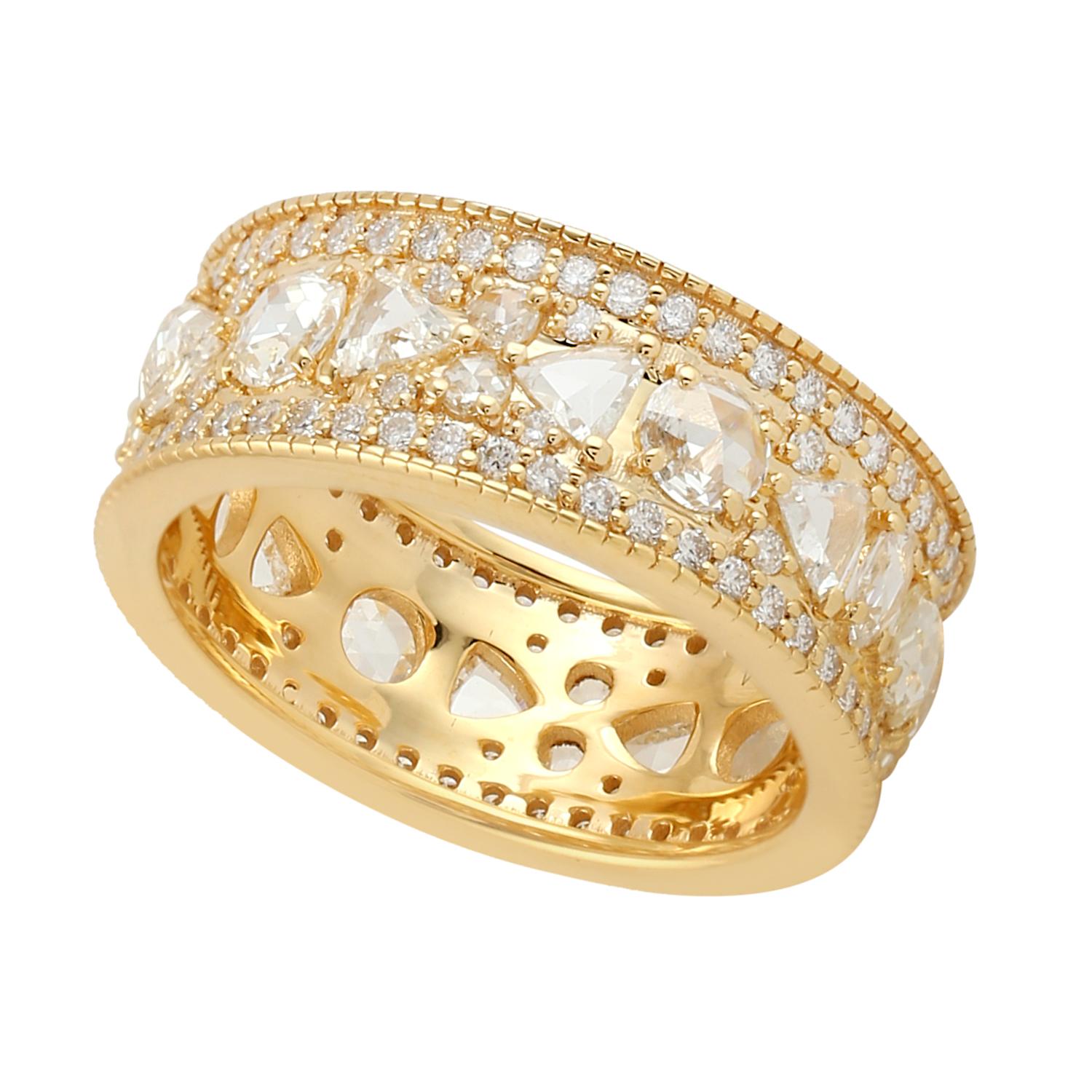 Modern 2.42 Carat Rosecut Diamond 14 Karat Gold Ring For Sale
