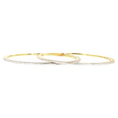 2.42 Carat Round Brilliant Cut Diamond Gold Bangle Bracelet