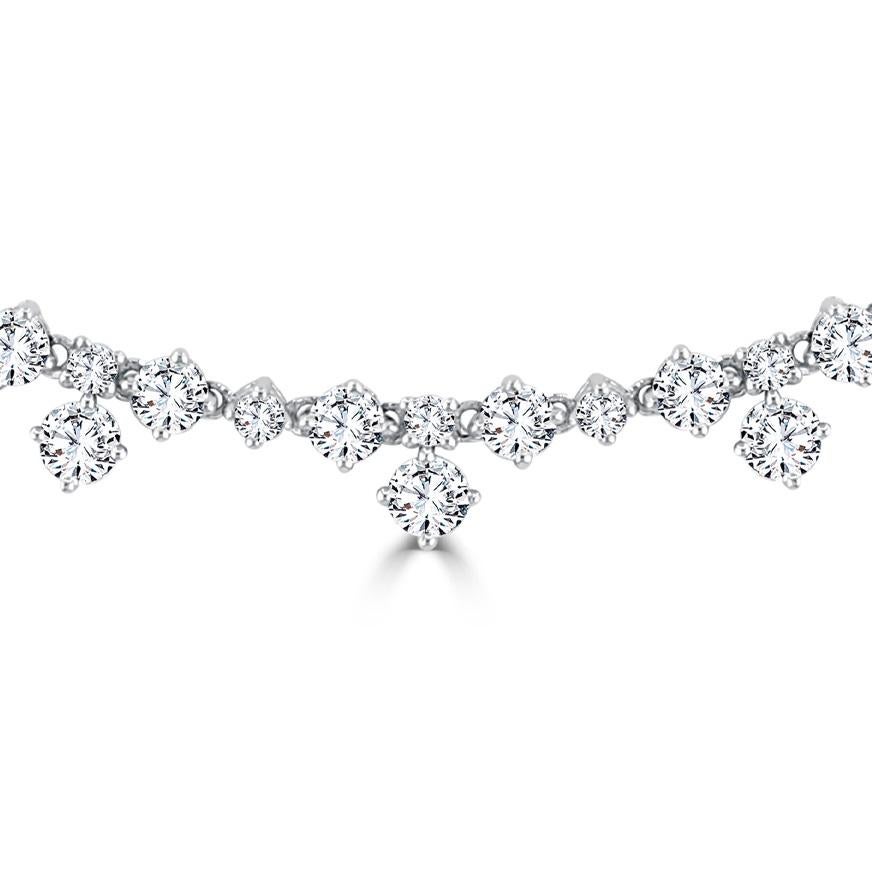 Explore this stunning necklace adorned with 2.42 carats of round natural diamonds, elegantly draping along a versatile 16/17/18