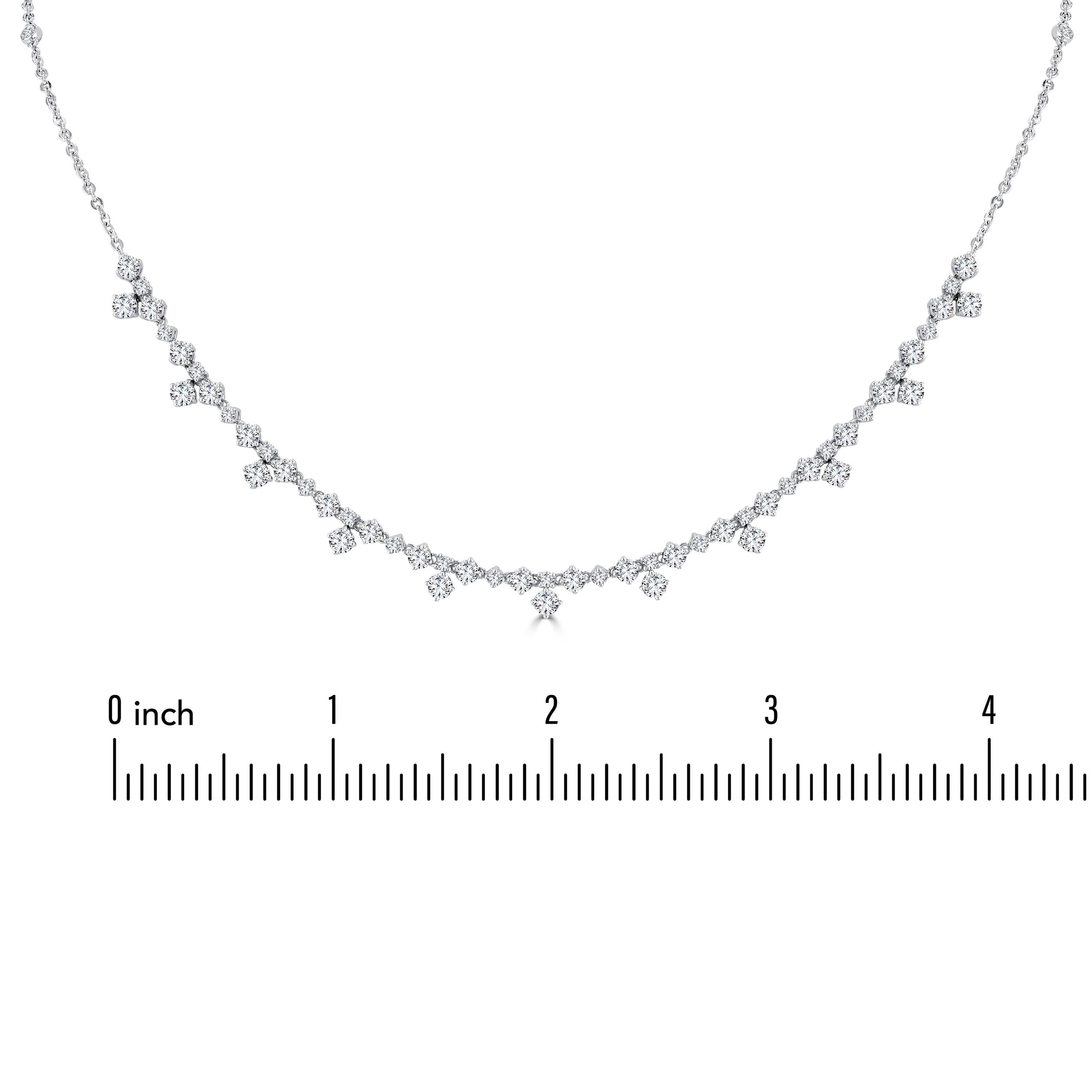 Women's 2.42 Carat Round Natural Diamond Necklace in 14k White Gold ref108 For Sale