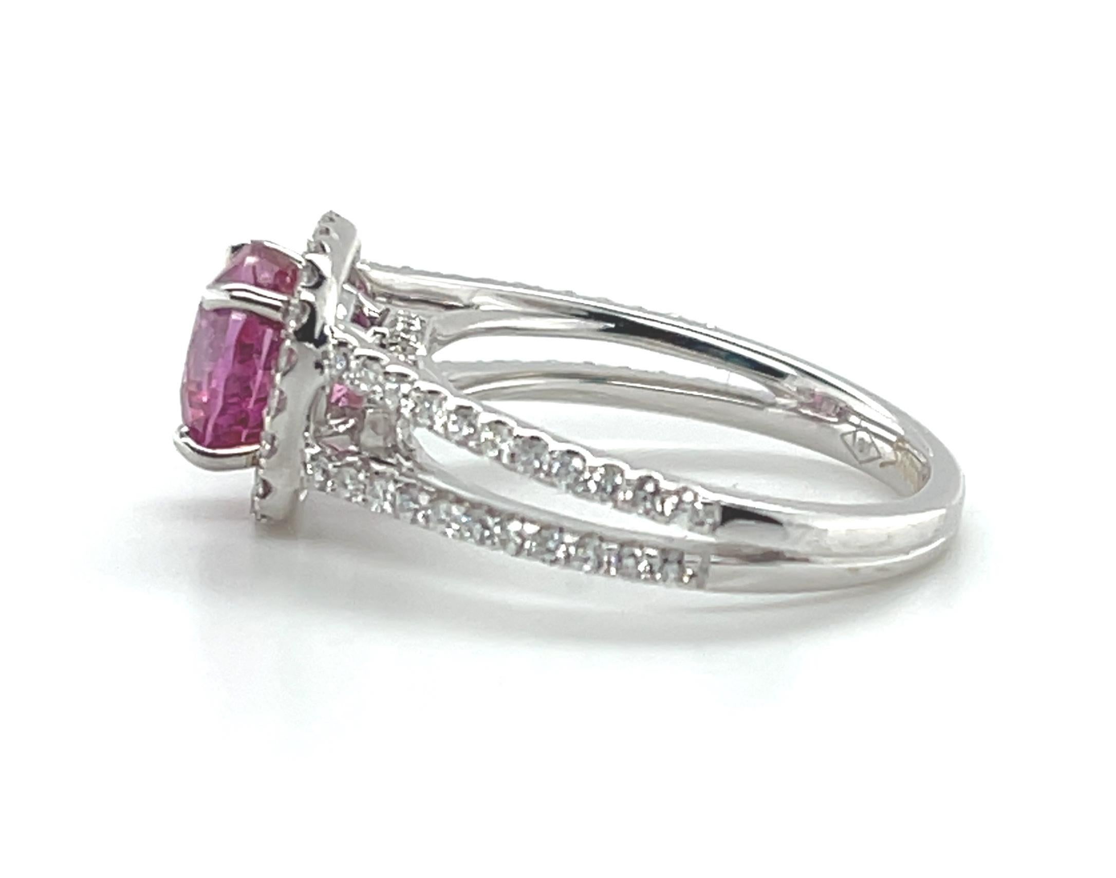 round pink sapphire ring