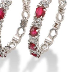 2.42 Carat Ruby 0.80 Carat Diamond 18 Karat White Gold Earings