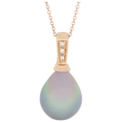 2.42 Carat Tahitian Pearl and Diamond Pendant