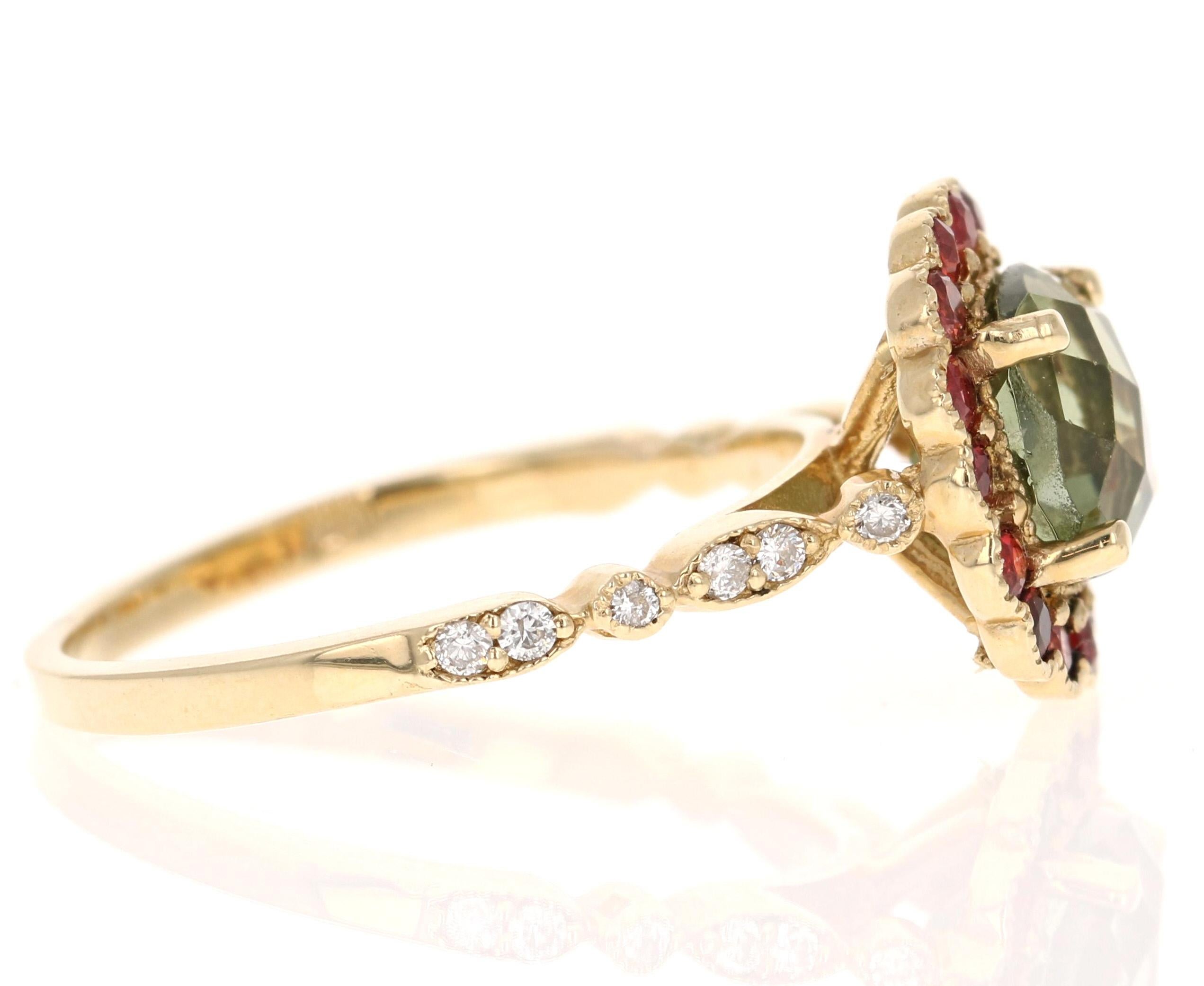 red and green engagement ring
