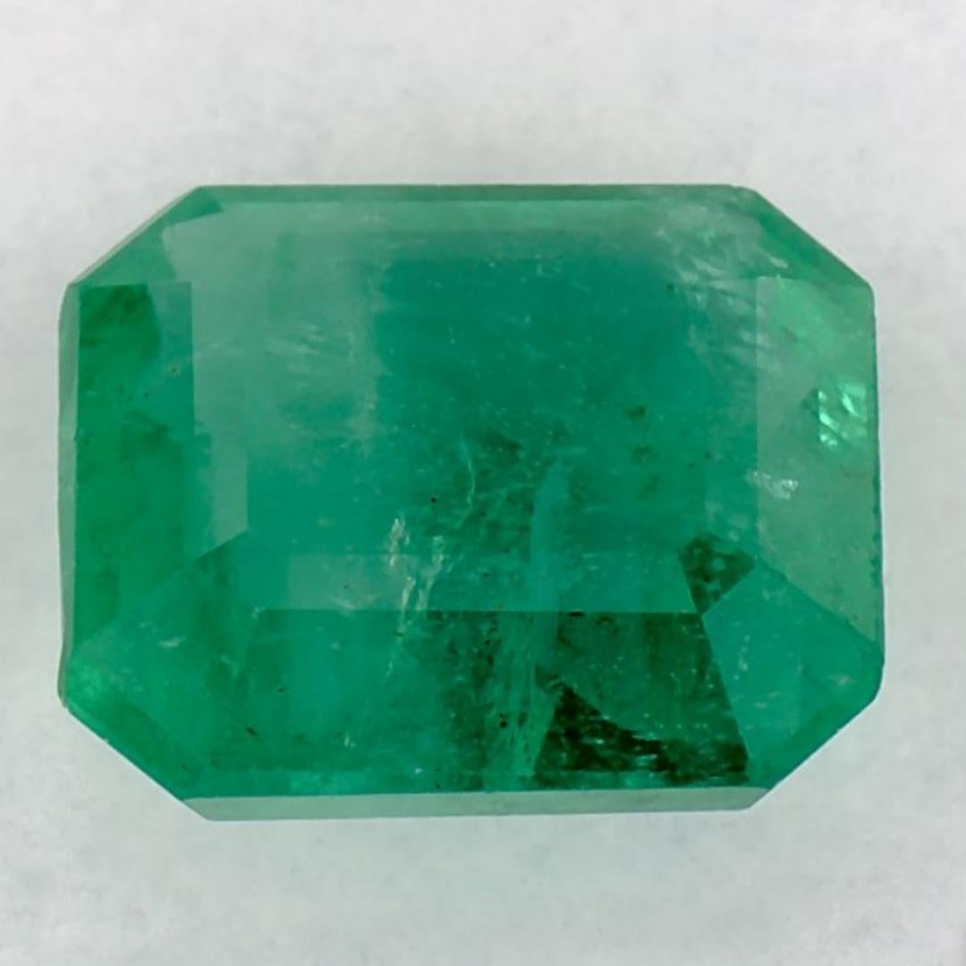 Women's or Men's 2.42 Ct Emerald Octagon Cut Loose Gemstone For Sale