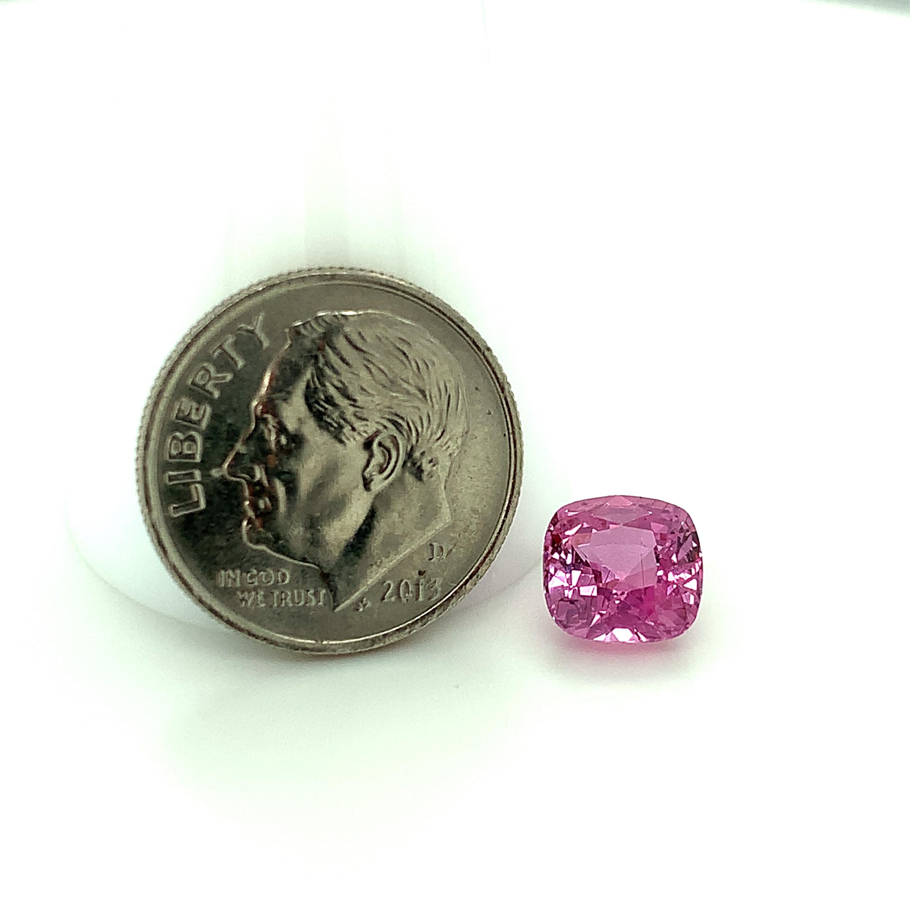 2.42 Carat Cushion Cut Pink Sapphire, Unset Loose Gemstone, GIA Certified 4