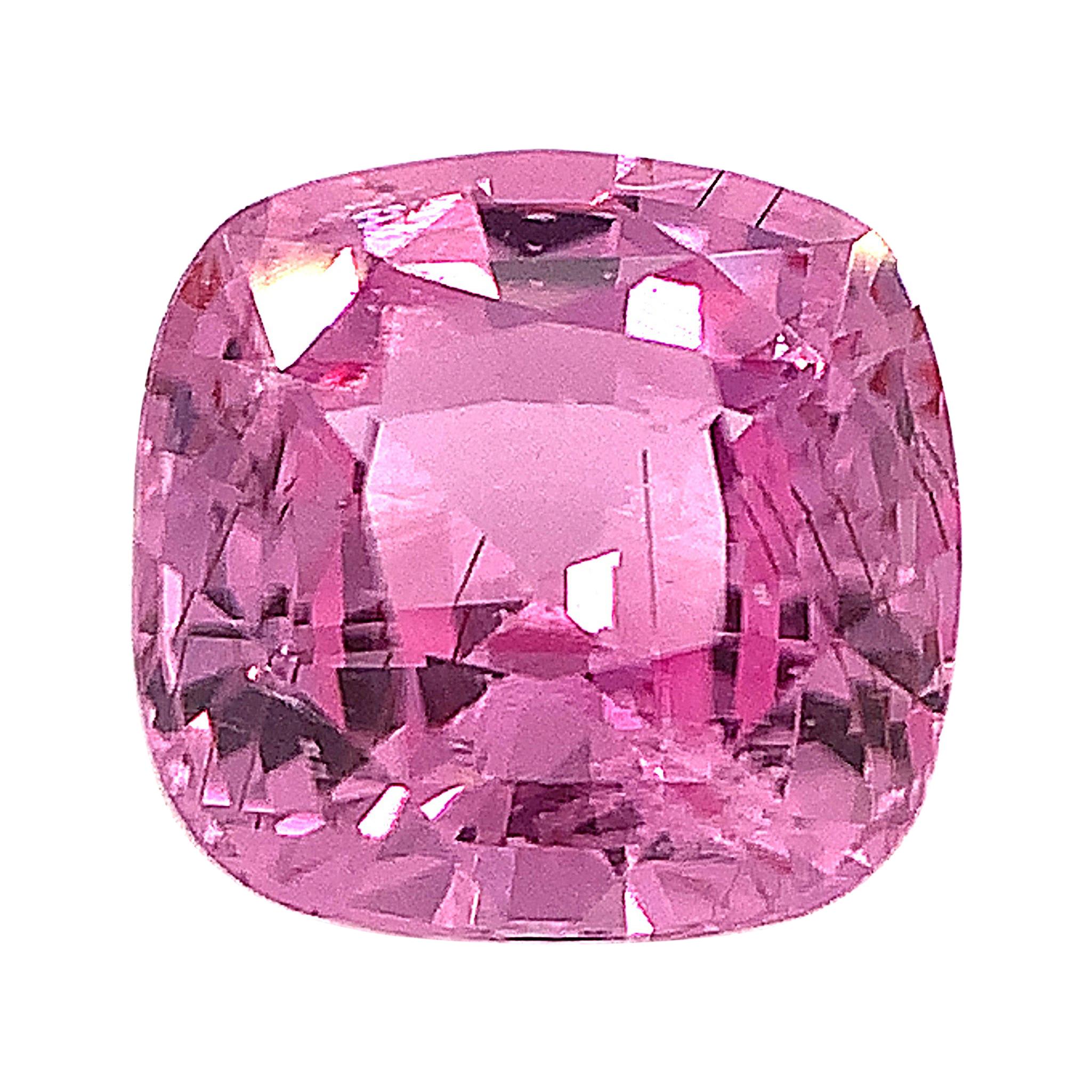 2.42 Carat Cushion Cut Pink Sapphire, Unset Loose Gemstone, GIA Certified