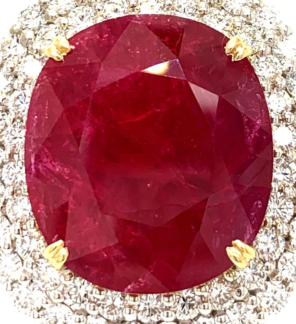 Mozambique 24.21 Carat Ruby Diamond Pendant Necklace In New Condition For Sale In Richmond, BC