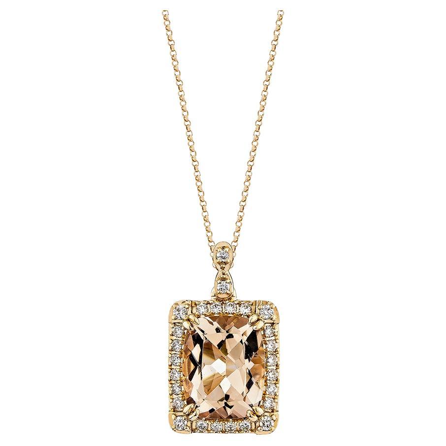 Pendentif Morganite de 2,427 carats en or rose 18 carats avec diamant blanc. en vente