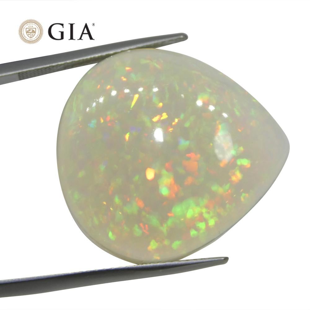 Pear Cut 24.28ct Pear White Opal GIA Certified Ethiopia
