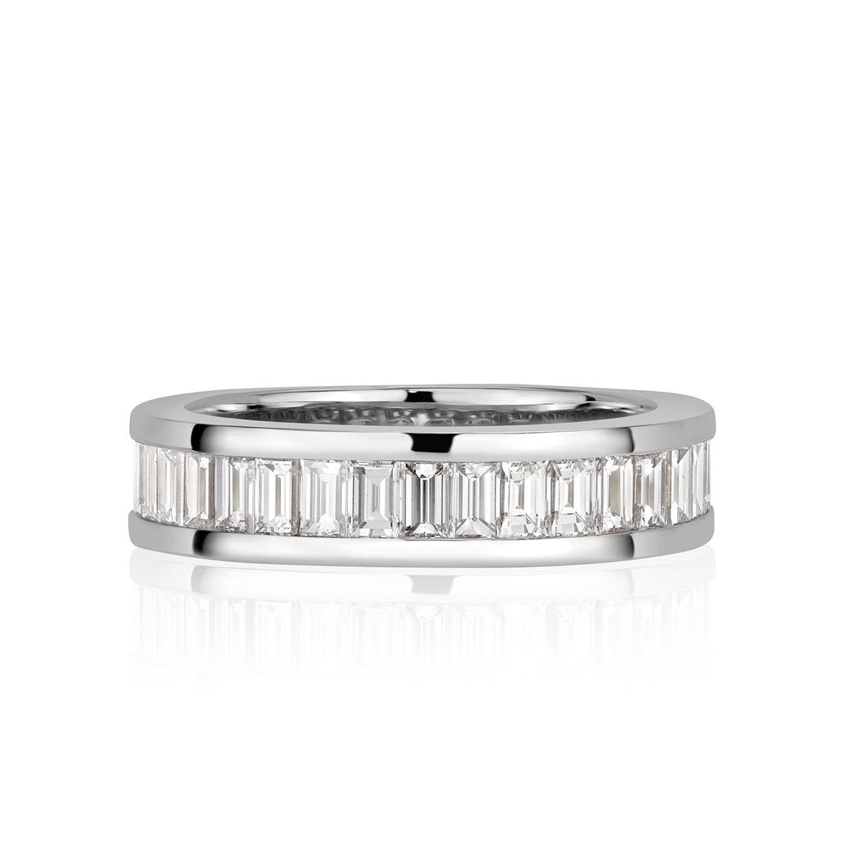 2.42ct Baguette Cut Diamond Eternity Band in Platinum For Sale