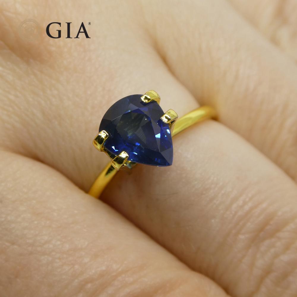 Brilliant Cut 2.42ct Pear Blue Sapphire GIA Certified Thailand For Sale