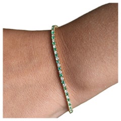 2.42ctw Natural Emerald and Diamond Tennis Bracelet in 14K Yellow Gold