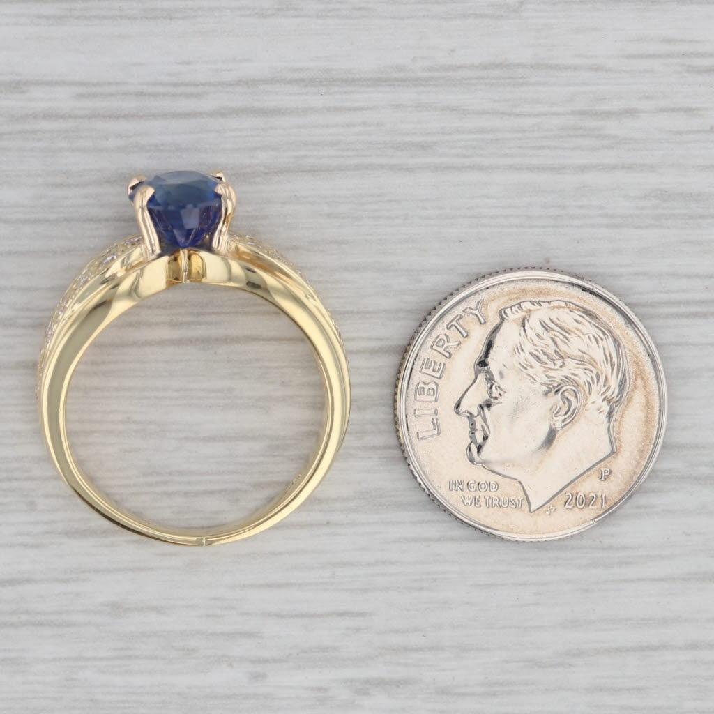 2.42ctw Zafiro Azul Ovalado Diamante Solitario Anillo de Oro Amarillo de 18K Talla 6 GIA en venta 2