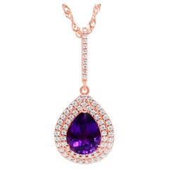 2.42ctw Pear shape Amethyst 18K ROSE GOLD PLATED OVER 925 SILVER