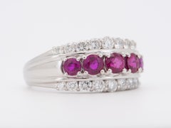 2.42ctw Three-Row Burma Ruby and Diamond Platinum Band 8g+ R6741