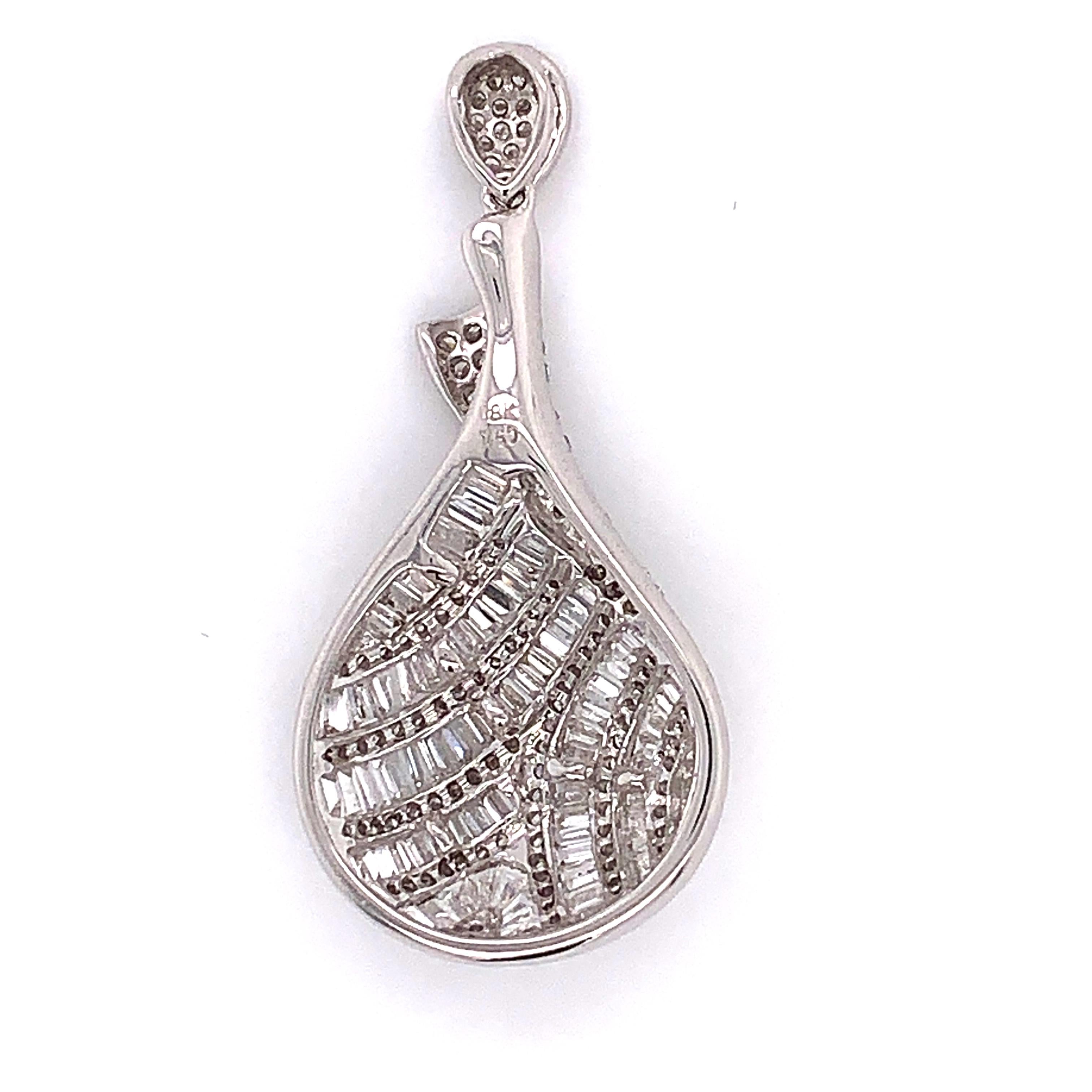 2.43 Carat Baguette Drop Pendant Necklace In New Condition In New York, NY