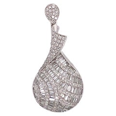 2.43 Carat Baguette Drop Pendant Necklace