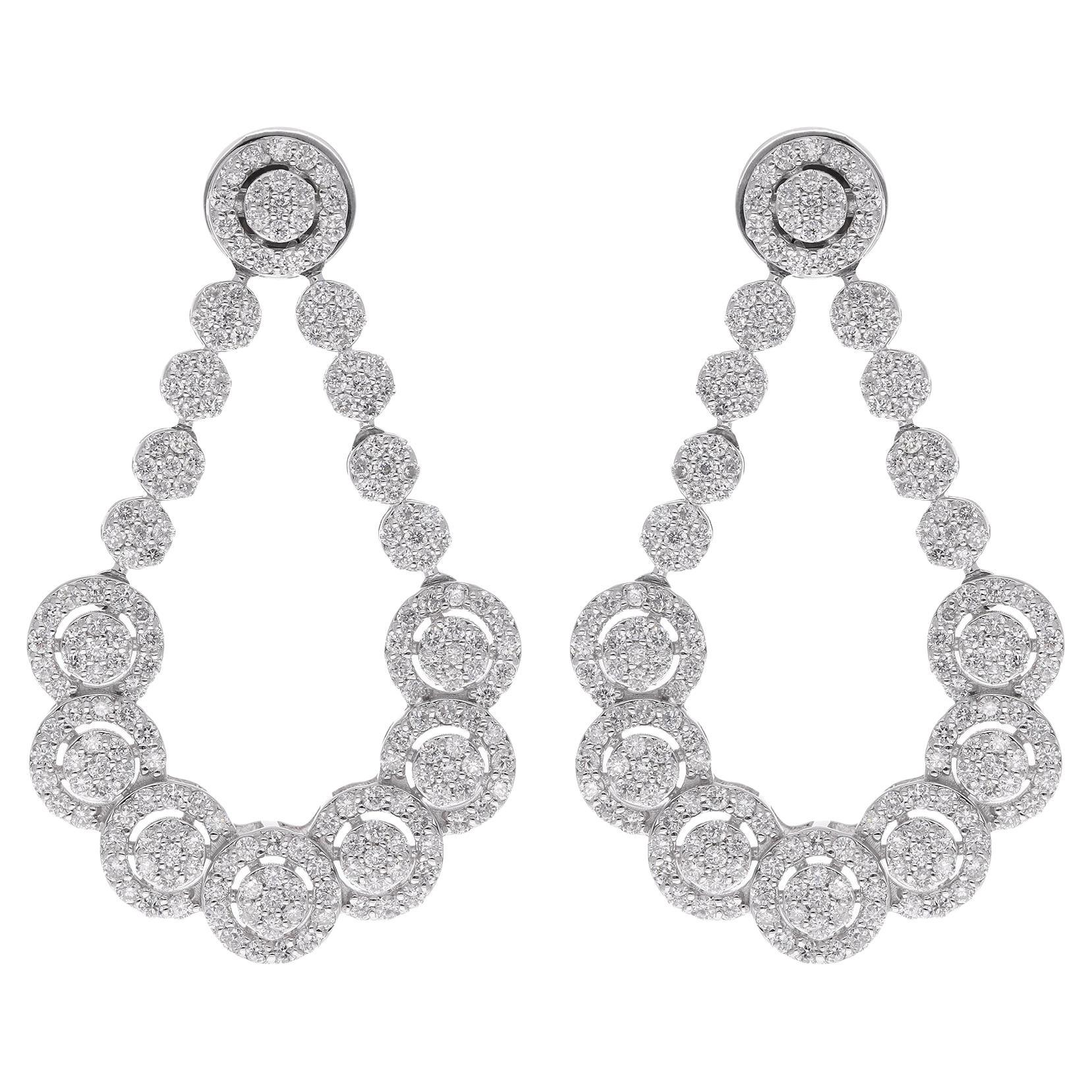 2.43 Carat Diamond Dangle Earrings 10 Karat White Gold Handmade Fine Jewelry (Boucles d'oreilles pendantes en or blanc 10 carats avec diamant) en vente