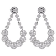 2.43 Carat Diamond Dangle Earrings 10 Karat White Gold Handmade Fine Jewelry