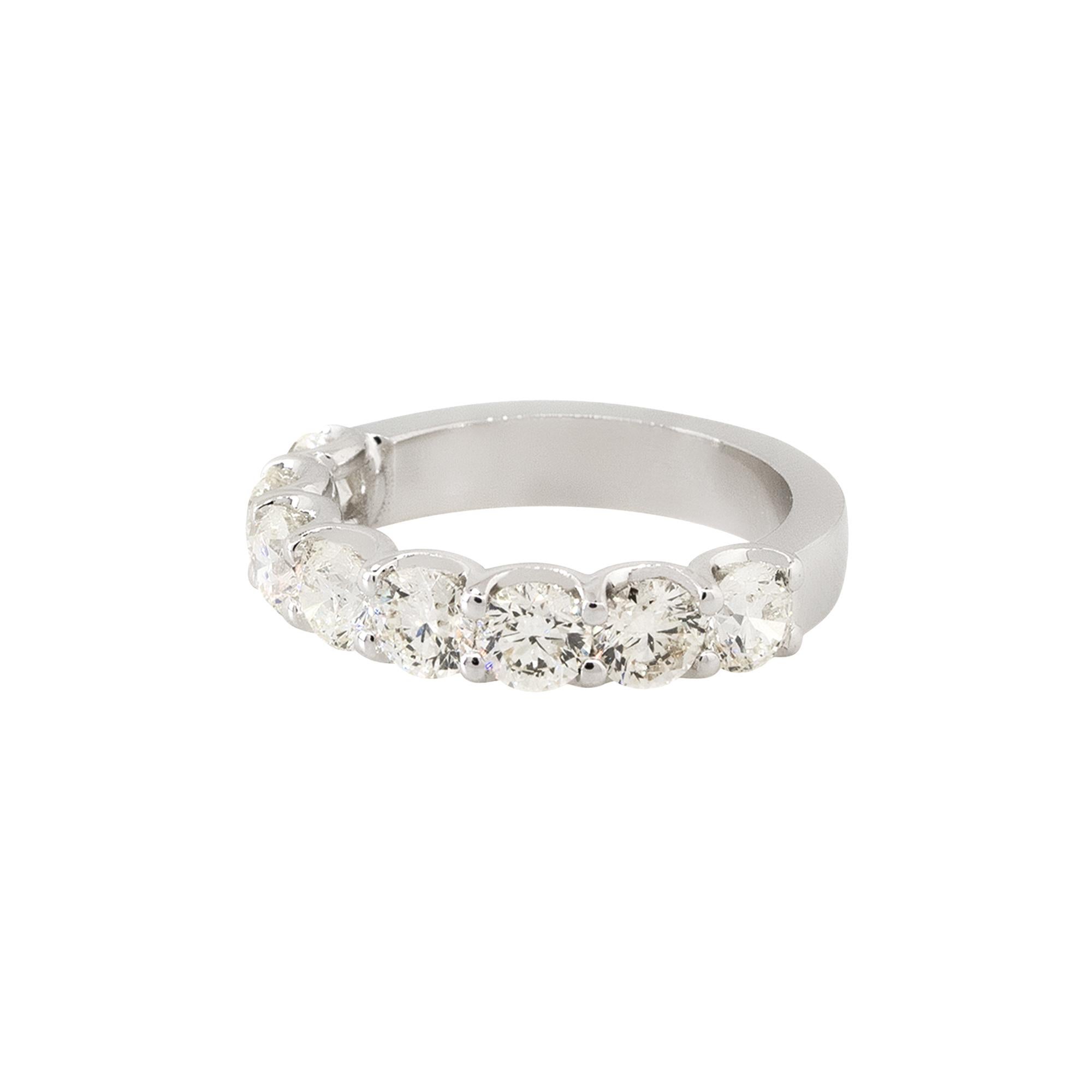 18k White Gold 2.43ctw Diamond Halfway Eternity Ring

Material: 18k White Gold
Diamond Details: Approximately 2.43cts of Round Brilliant Cut Diamonds. All diamonds are prong set and there are 8 Diamonds total. Diamonds are G/H in Color and VS in