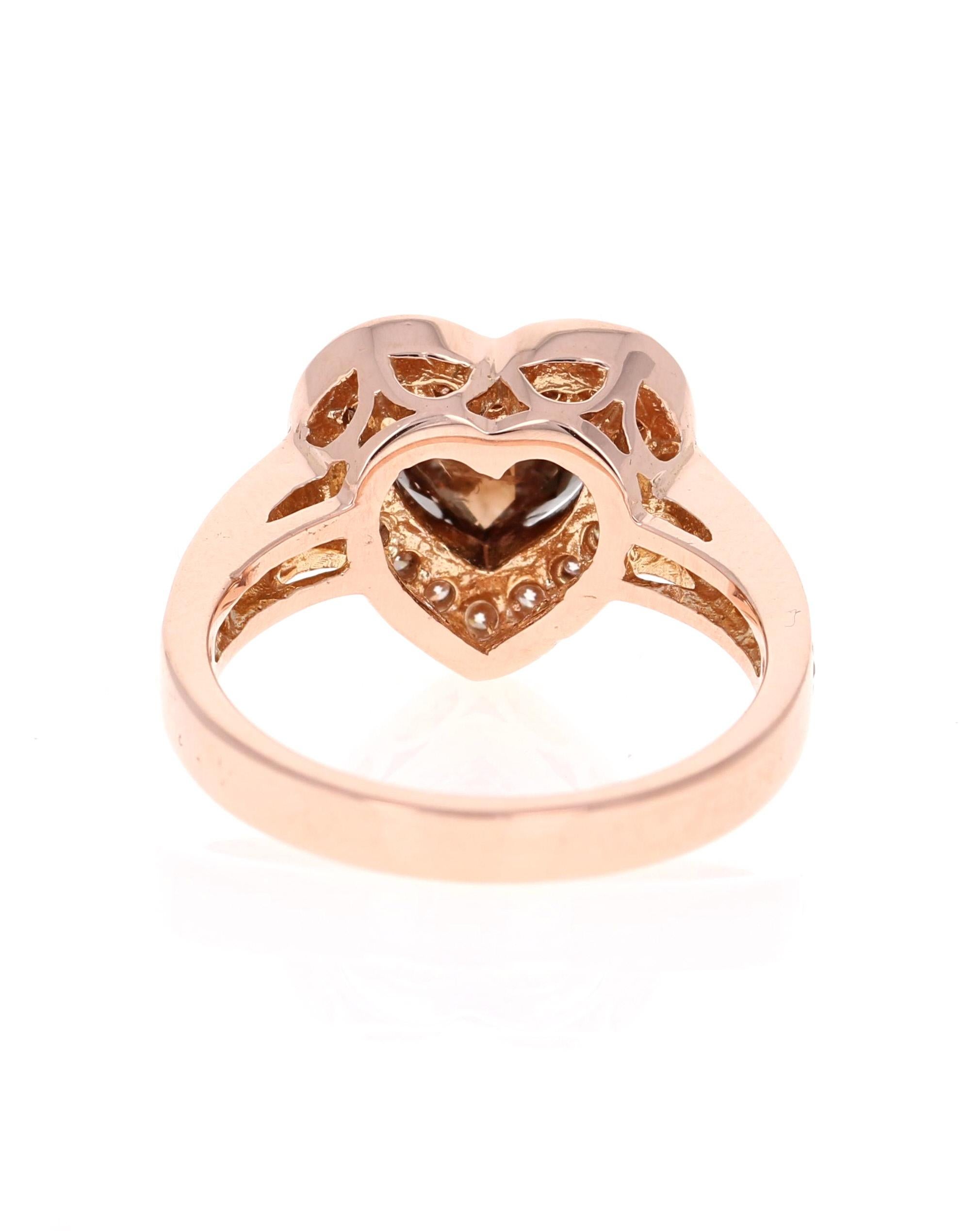 Modern 2.43 Carat Heart Cut Fancy Diamond Engagement Ring 14 Karat Rose Gold