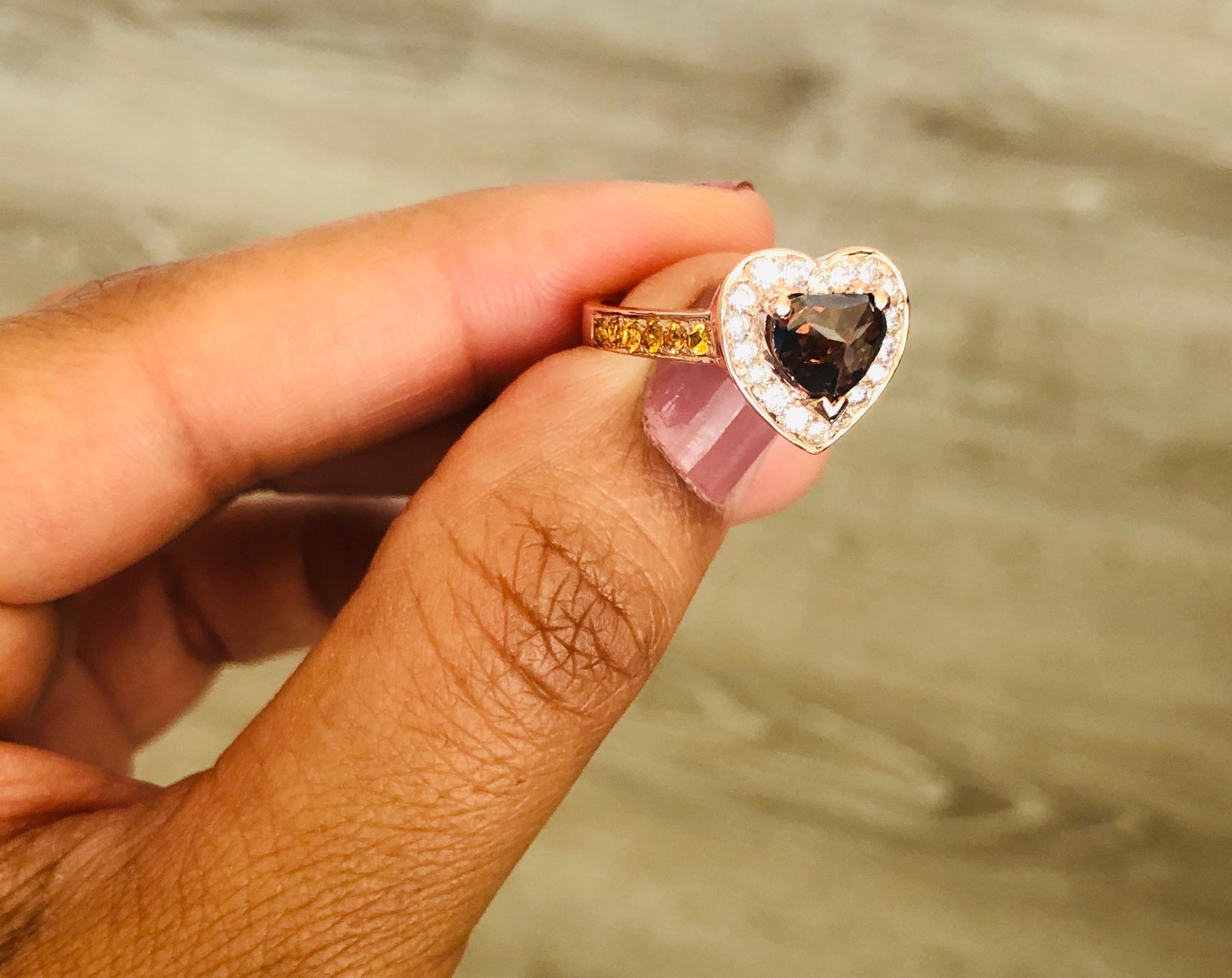 2.43 Carat Heart Cut Fancy Diamond Engagement Ring 14 Karat Rose Gold In New Condition In Los Angeles, CA