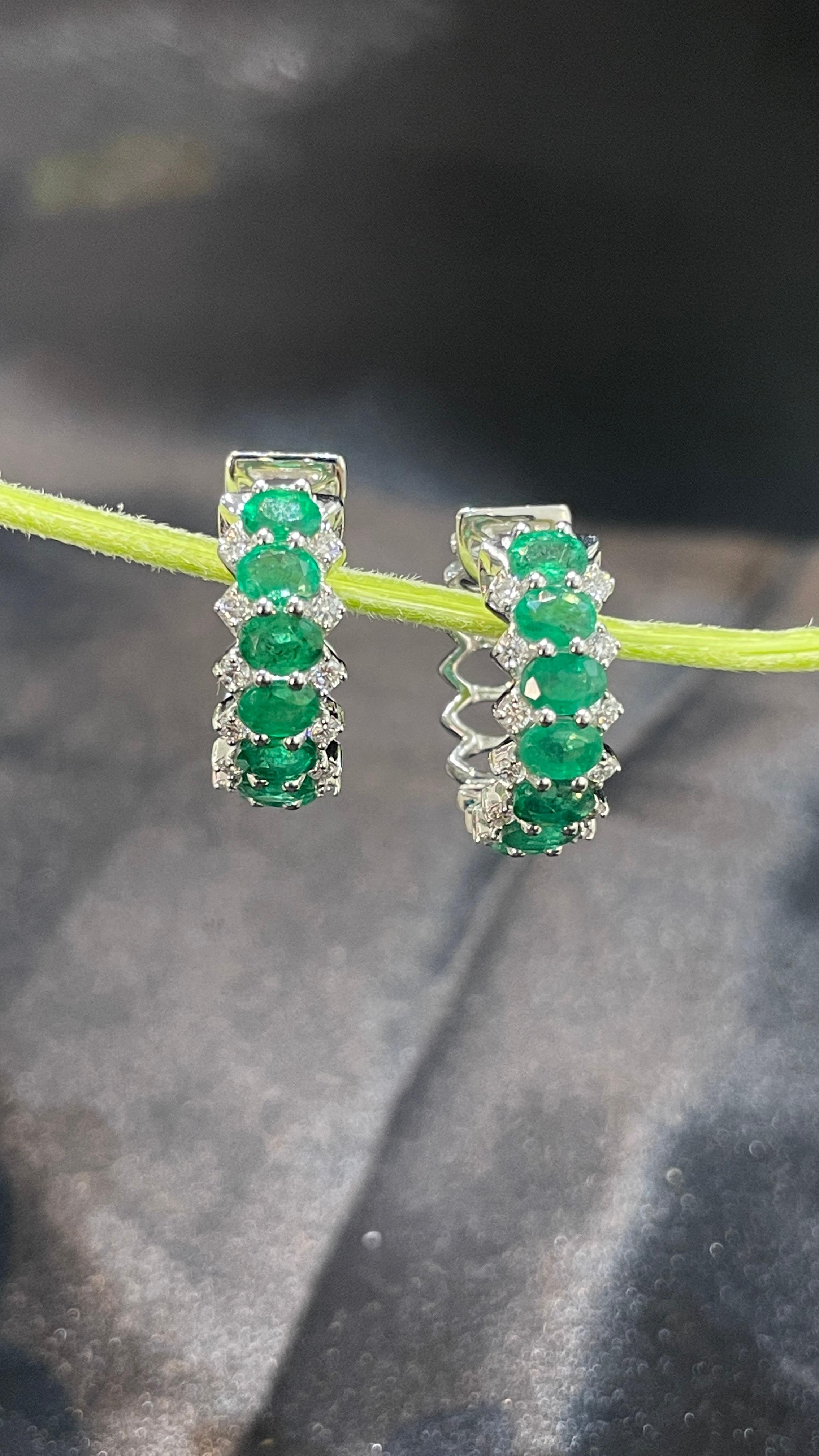 natural emerald hoop earrings