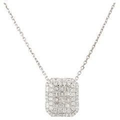2.43 Carat Pave Diamond Rectangular Shape Necklace 18 Karat In Stock