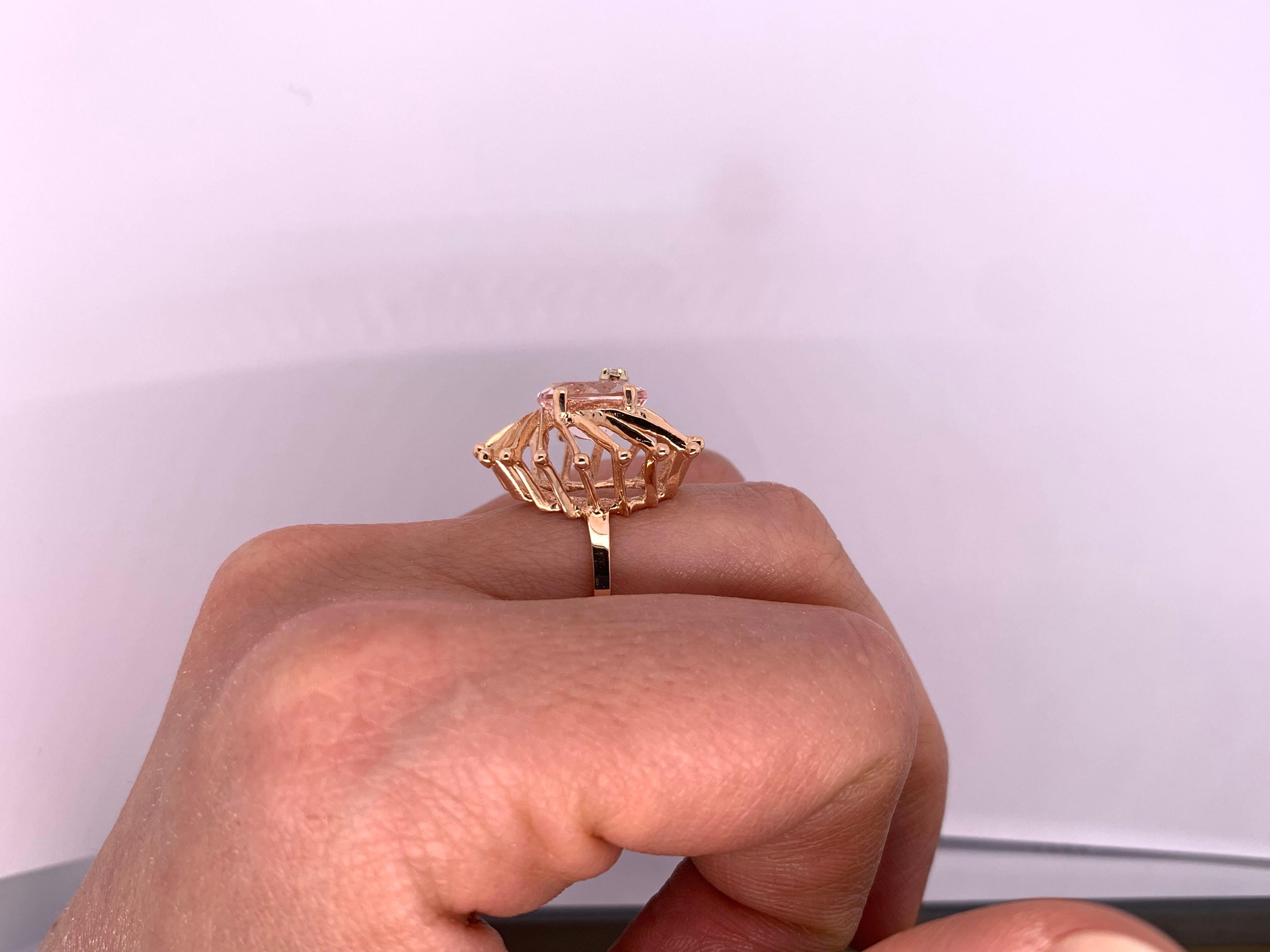 2.43 Carat Pink Morganite and Diamond Ring In New Condition In GREAT NECK, NY