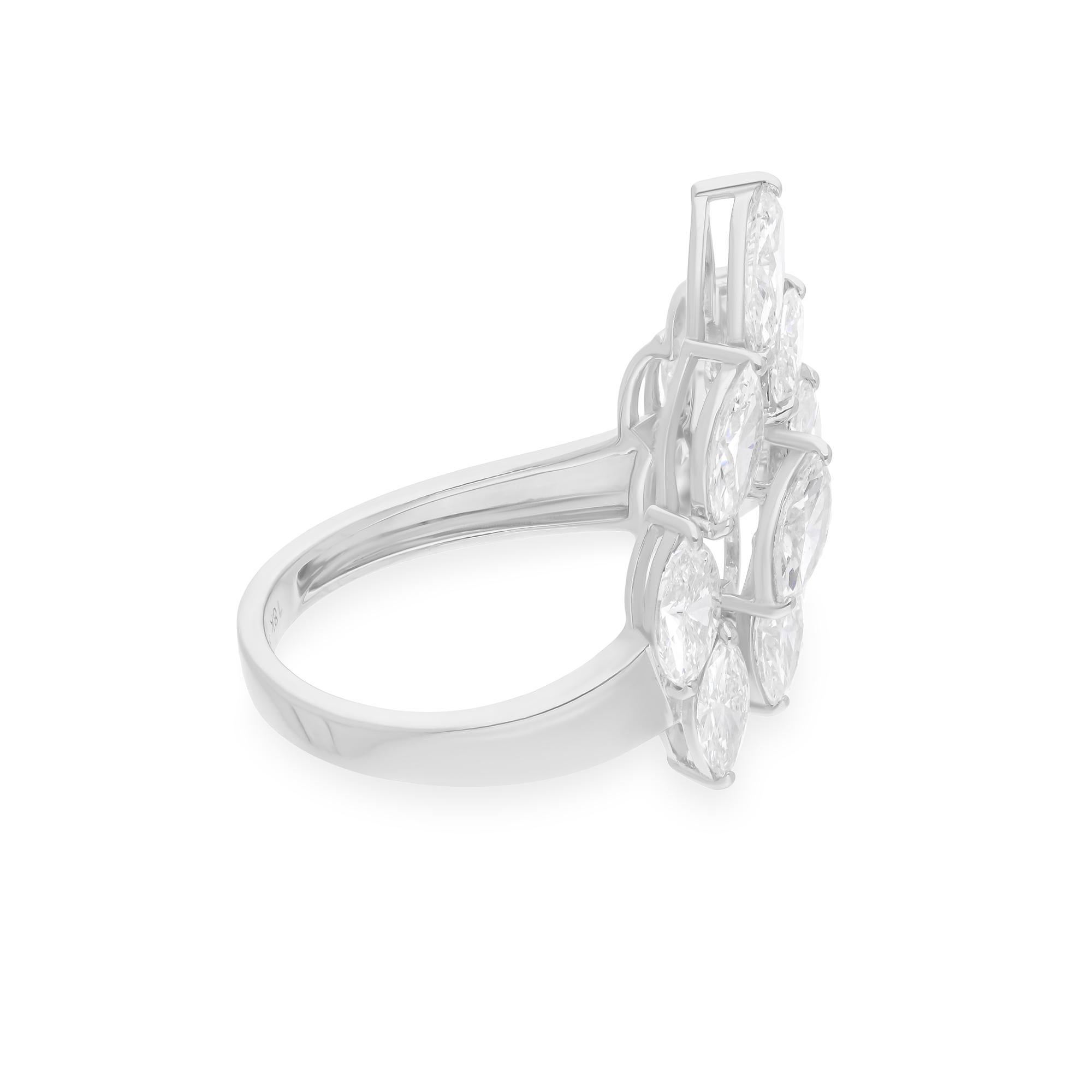 Modern 2.43 Carat SI Clarity HI Color Diamond Cuff Ring 18 Karat White Gold Jewelry For Sale