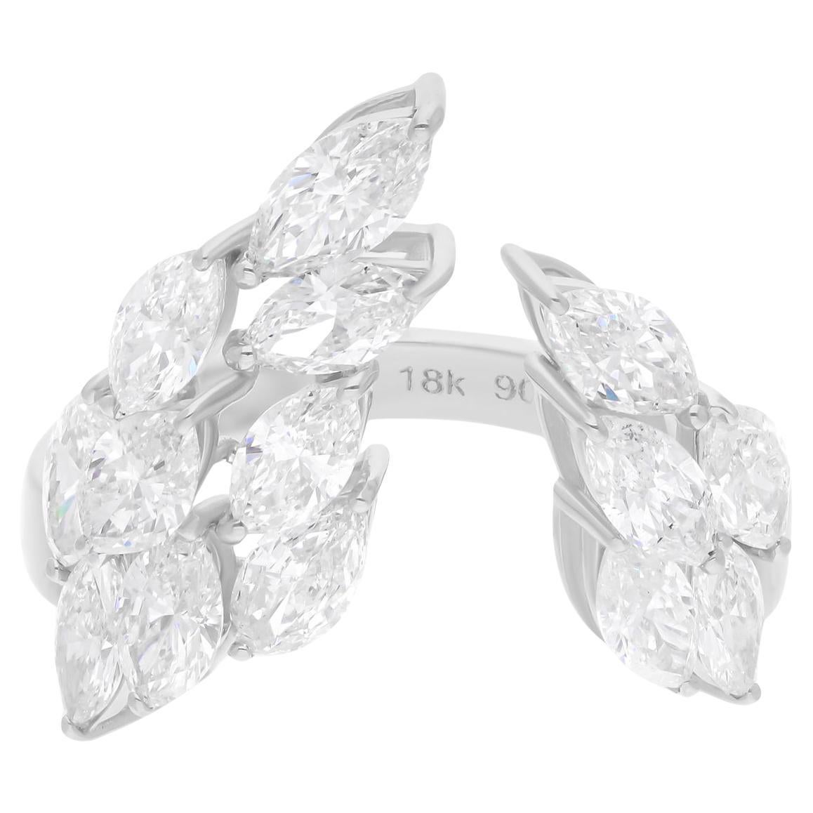 2.43 Carat SI Clarity HI Color Diamond Cuff Ring 18 Karat White Gold Jewelry For Sale