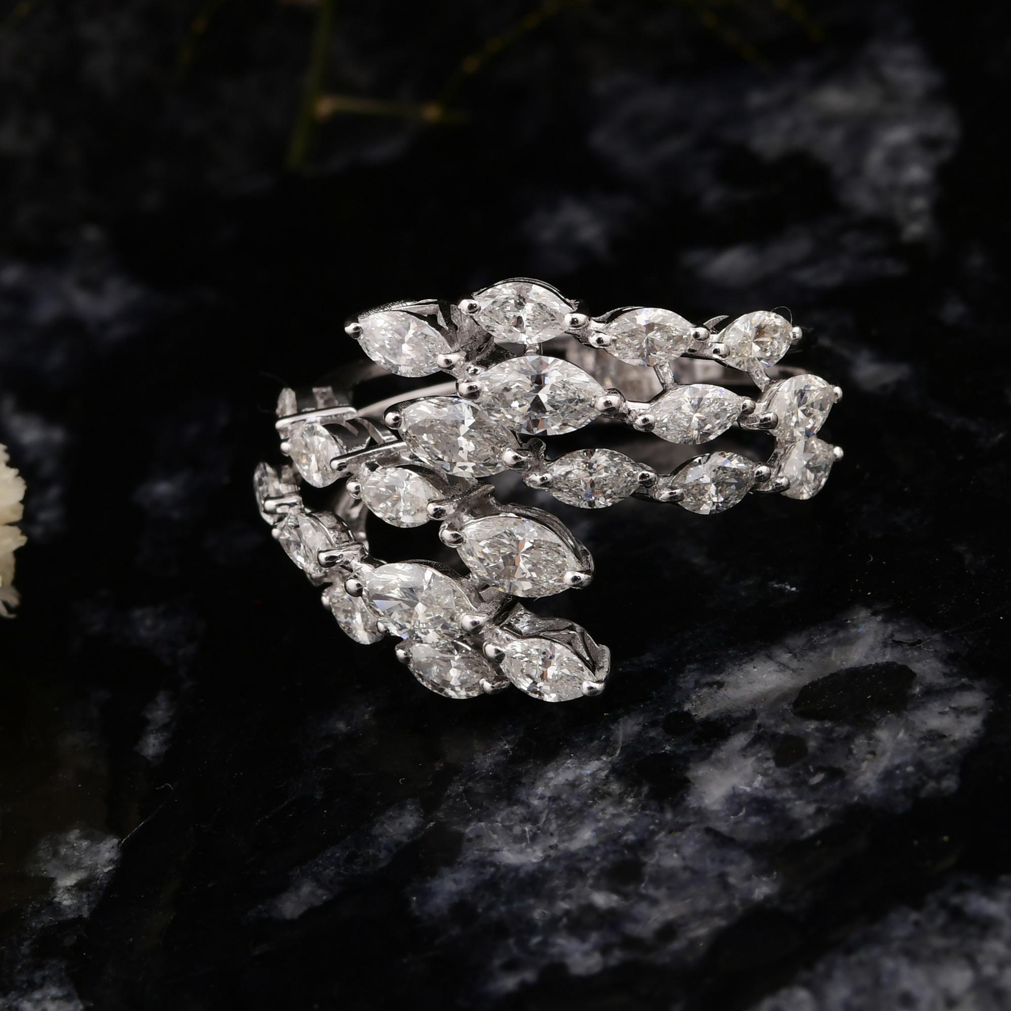 Marquise Cut 2.43 Carat SI Clarity HI Color Marquise Diamond Wrap Ring 18 Karat White Gold For Sale