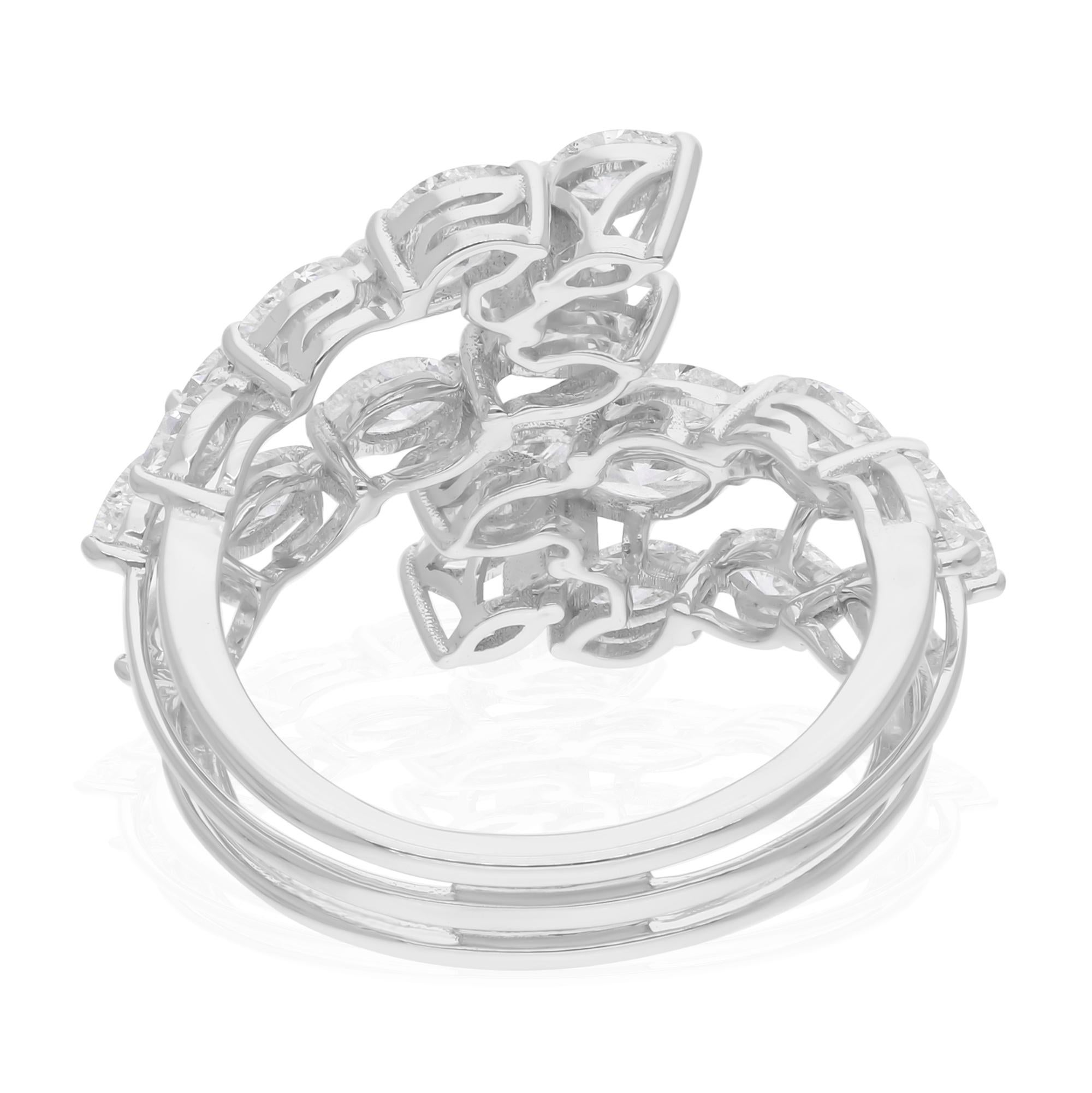 2.43 Carat SI Clarity HI Color Marquise Diamond Wrap Ring 18 Karat White Gold In New Condition For Sale In Diera, Dubai