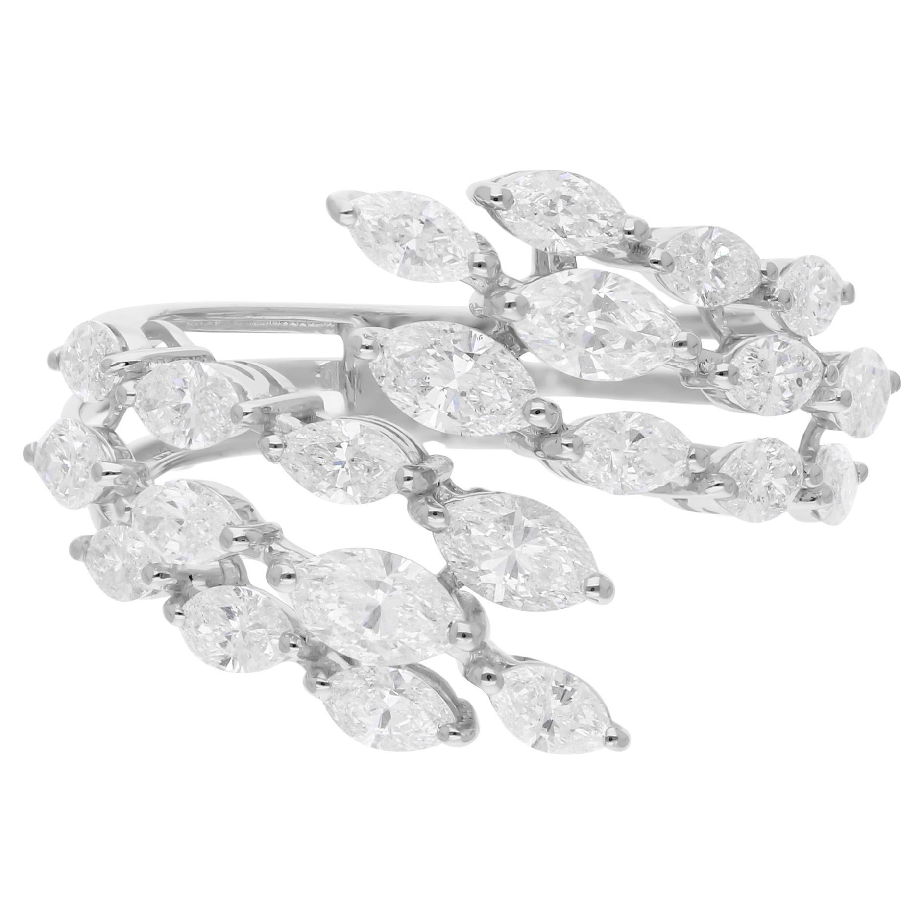 2,43 carati SI Clarity HI Color Marquise Diamond Wrap Ring Oro bianco 18 carati