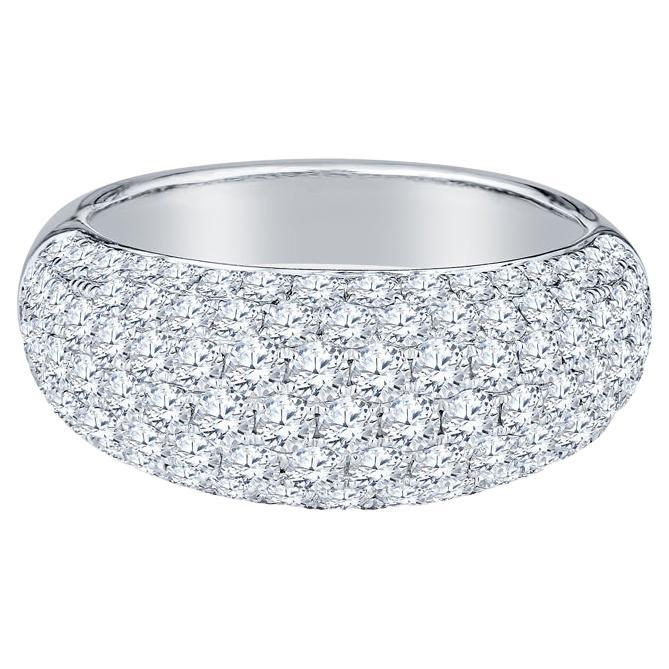 2.43 Carat Total Weight Round Pave Diamond 18 Karat White Gold Dome Fashion Ring For Sale