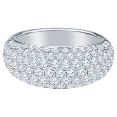 2.43 Carat Total Weight Round Pave Diamond 18 Karat White Gold Dome Fashion Ring