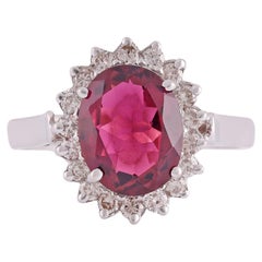 Bague en or 18 carats avec tourmaline de 2,43 carats et diamants  Or