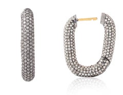 2.43 Carat Victorian Style Diamond Huggies Earrings