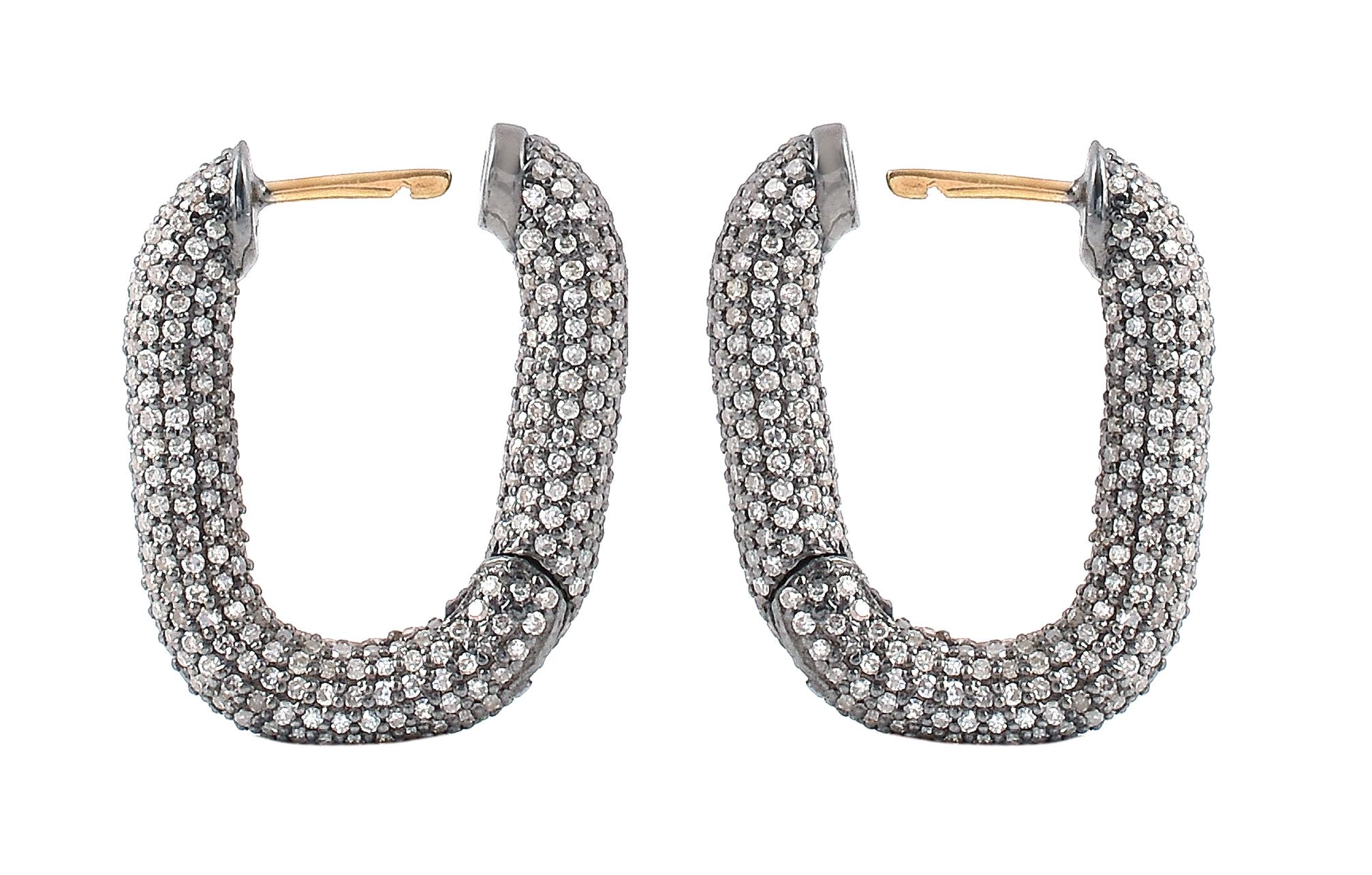2,43 Karat Diamant-Ohrringe im viktorianischen Stil Huggies (Rundschliff) im Angebot