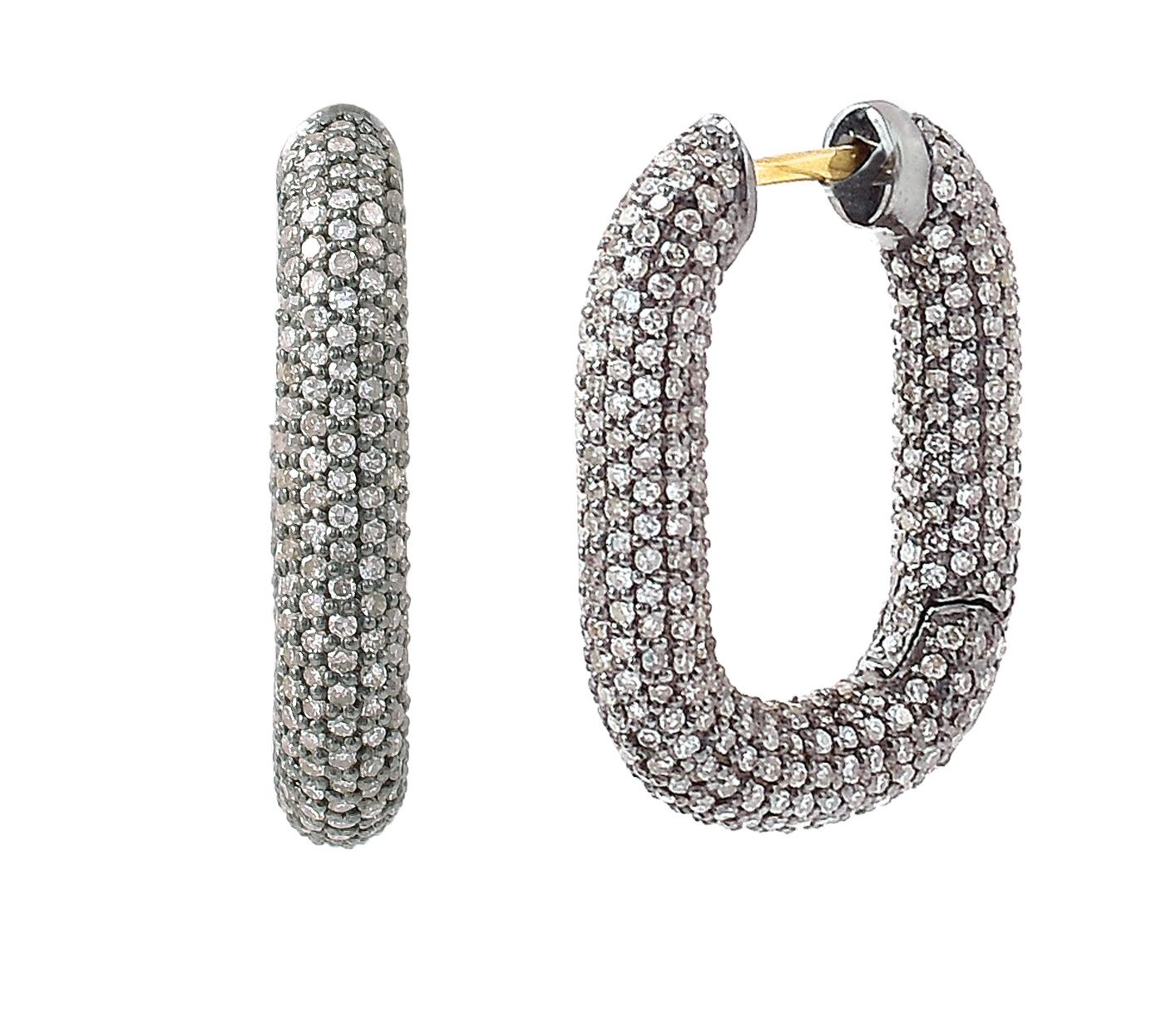 2,43 Karat Diamant-Ohrringe im viktorianischen Stil Huggies Damen im Angebot