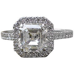 2.43 Carats of Diamond - 18 Karat White Gold Asscher Cut Diamond Engagement Ring